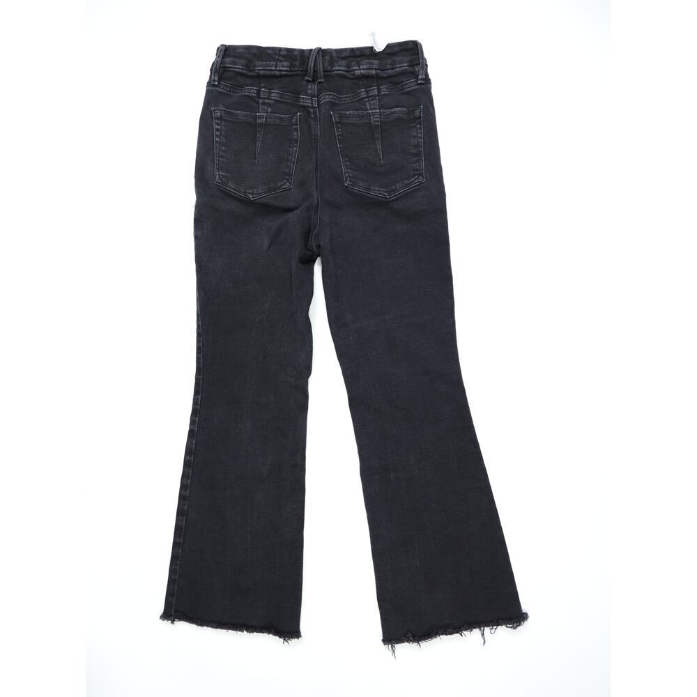 Good American Washed Black High Rise Button Fly Flare Jeans Raw Hem Size 6/28 - Picture 9 of 16